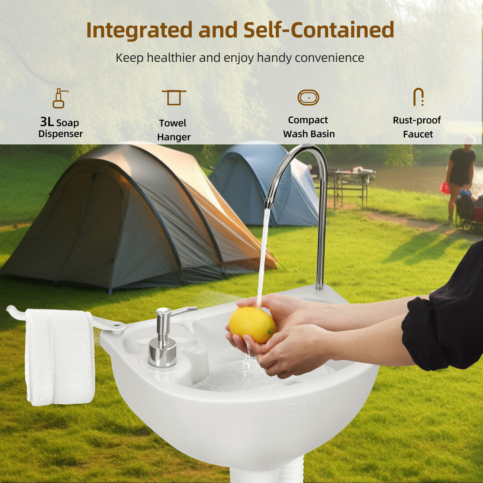 4.5 Gallon Portable Sink Wash Basin Stand with 6 GAL Recovery Tank for Camping