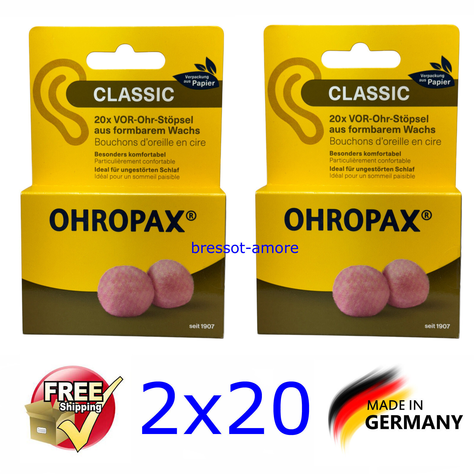 2x20 Ohropax @ Wax Moldable Ear Plugs Against Noise SINCE 1907 @  2x20=40 -09/29