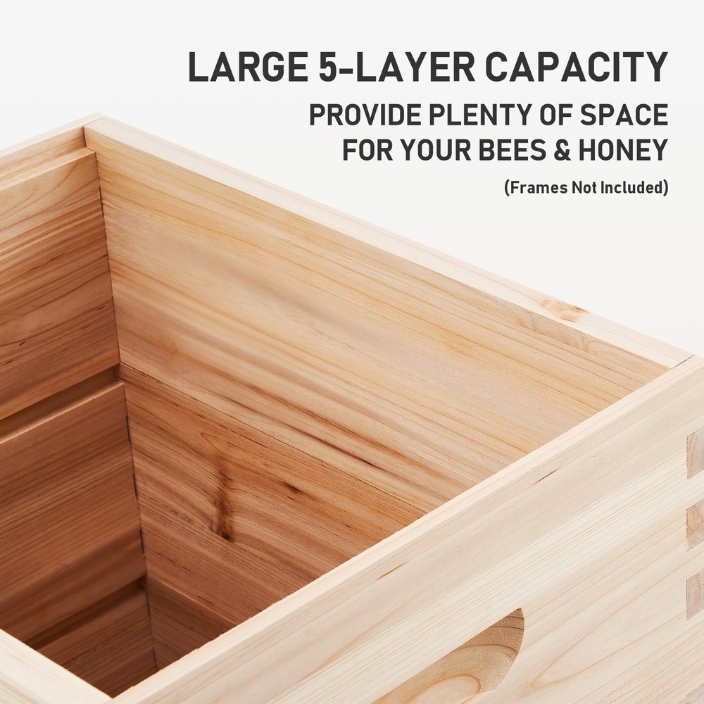 CREWORKS 5 Layer Bee Hive Boxes Starter Kit Langstroth Beehives for Beekeeping