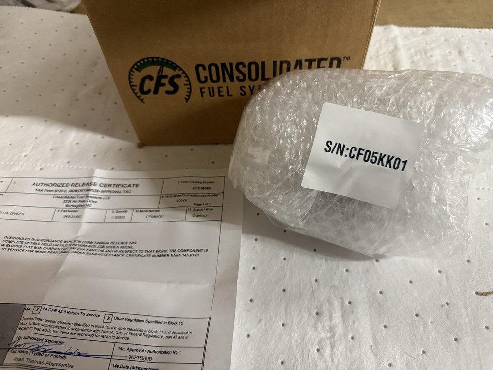 Continental 646433-6A2 IO-550 Flow Divider
