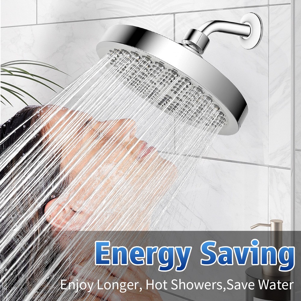 6inch Shower Head - Chrome High Pressure Rain ShowerHead Adjustable Replacement