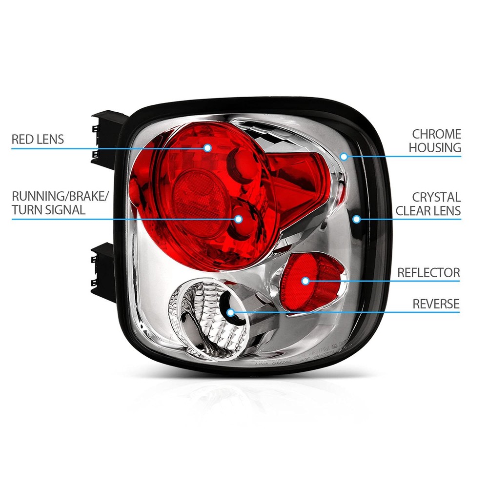 Chrome Replacement Brake Tail Lights for Silverado Sierra Stepside