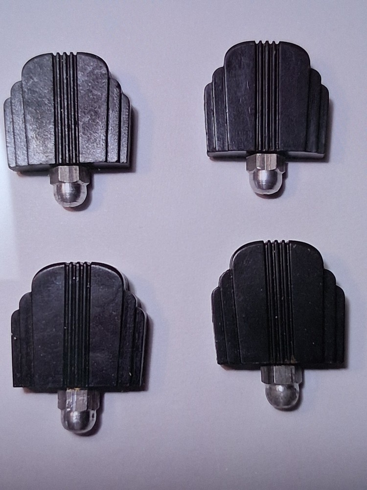 ART DECO BAKELITE 4 KNOBS - TIERED SHAPE w/RIBBED LINES - PERFECT VINTAGE TOUCH.
