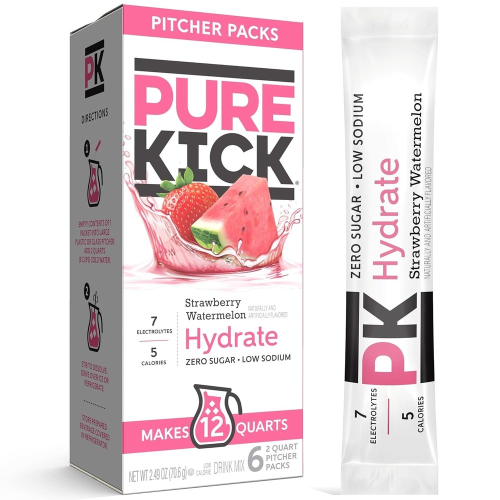 Pure Kick Hydration Pitcher Pack, Strawberry Watermelon, Includes 6 Packets, 1 B