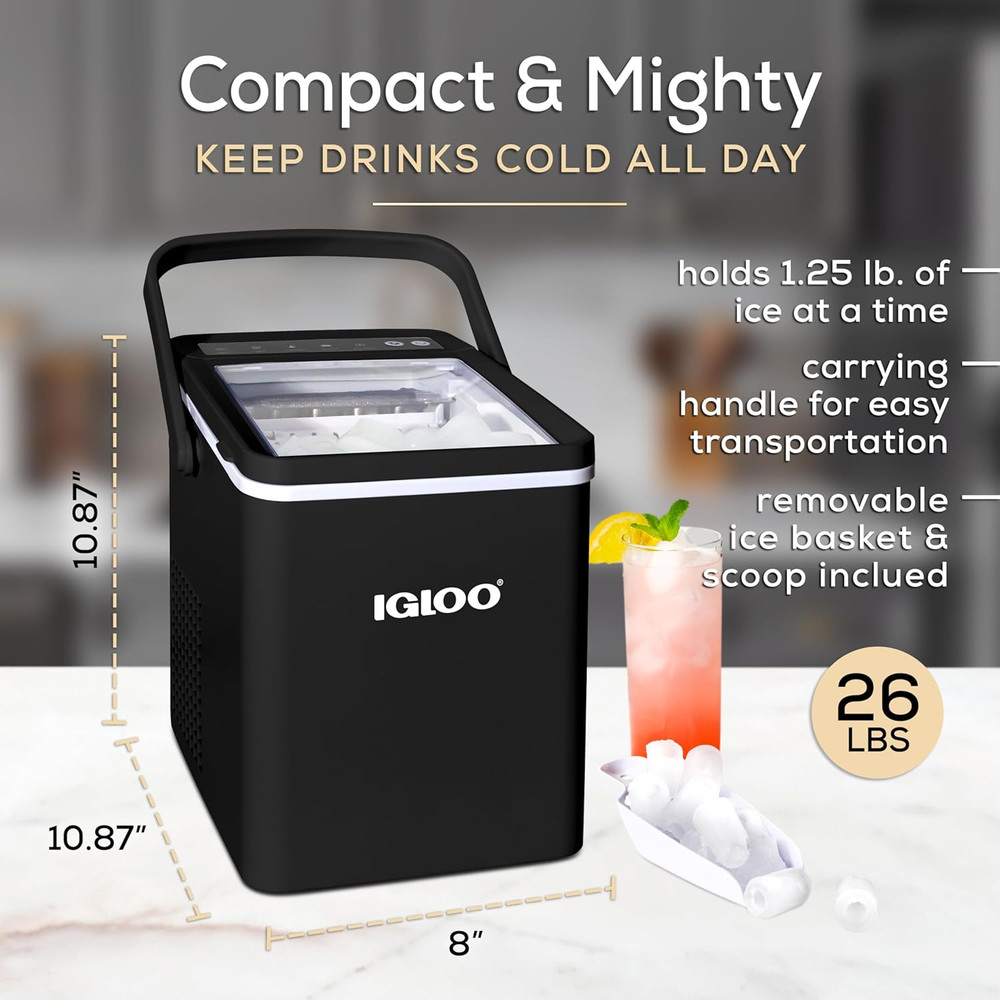 Premium Self-Cleaning Countertop Ice Maker Machine, Handled Portable Ice Maker,