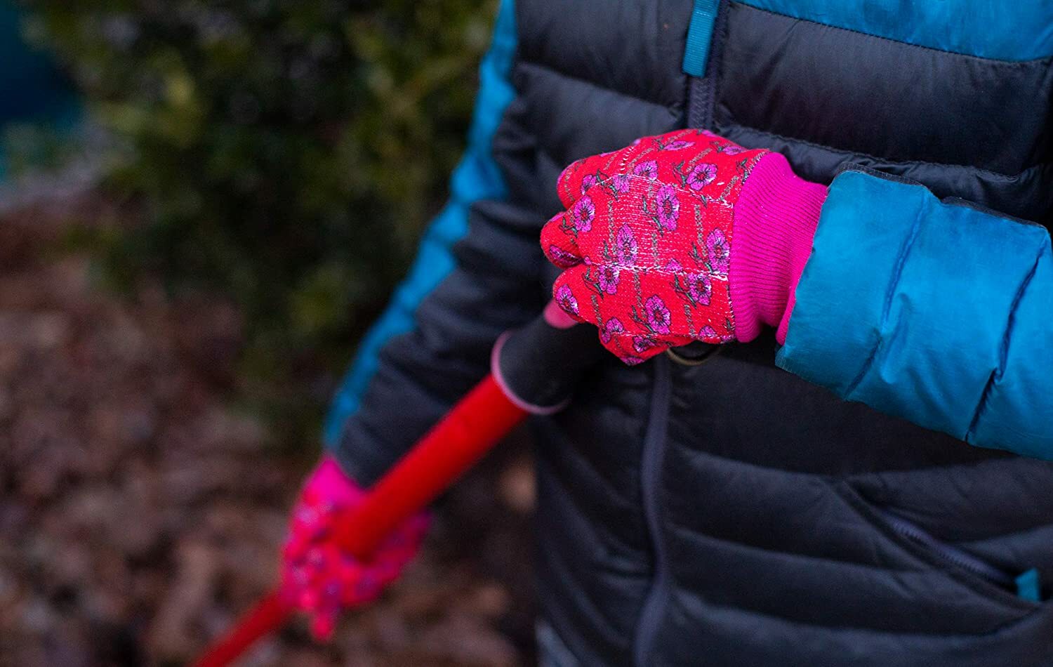 G & F 1823-3 JustForKids Soft Jersey Kids Garden Gloves, 3 Pairs Green/Red/Blue