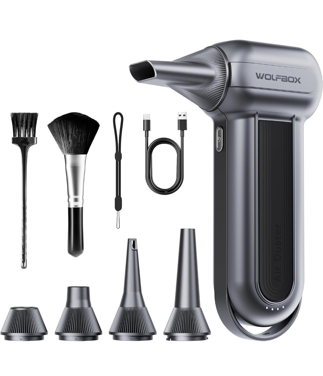 Wolfbox MF100 Electric Air Duster 150000RPM Super Power Cordless Silver/Gray