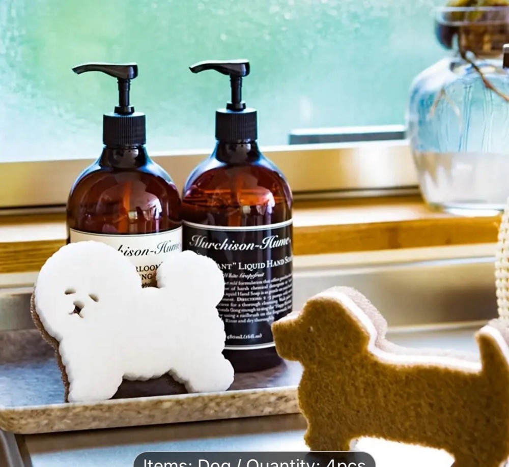 4pc Dog Large Heavy Duty Kitchen Sponges Multi Purpose Triple Layer