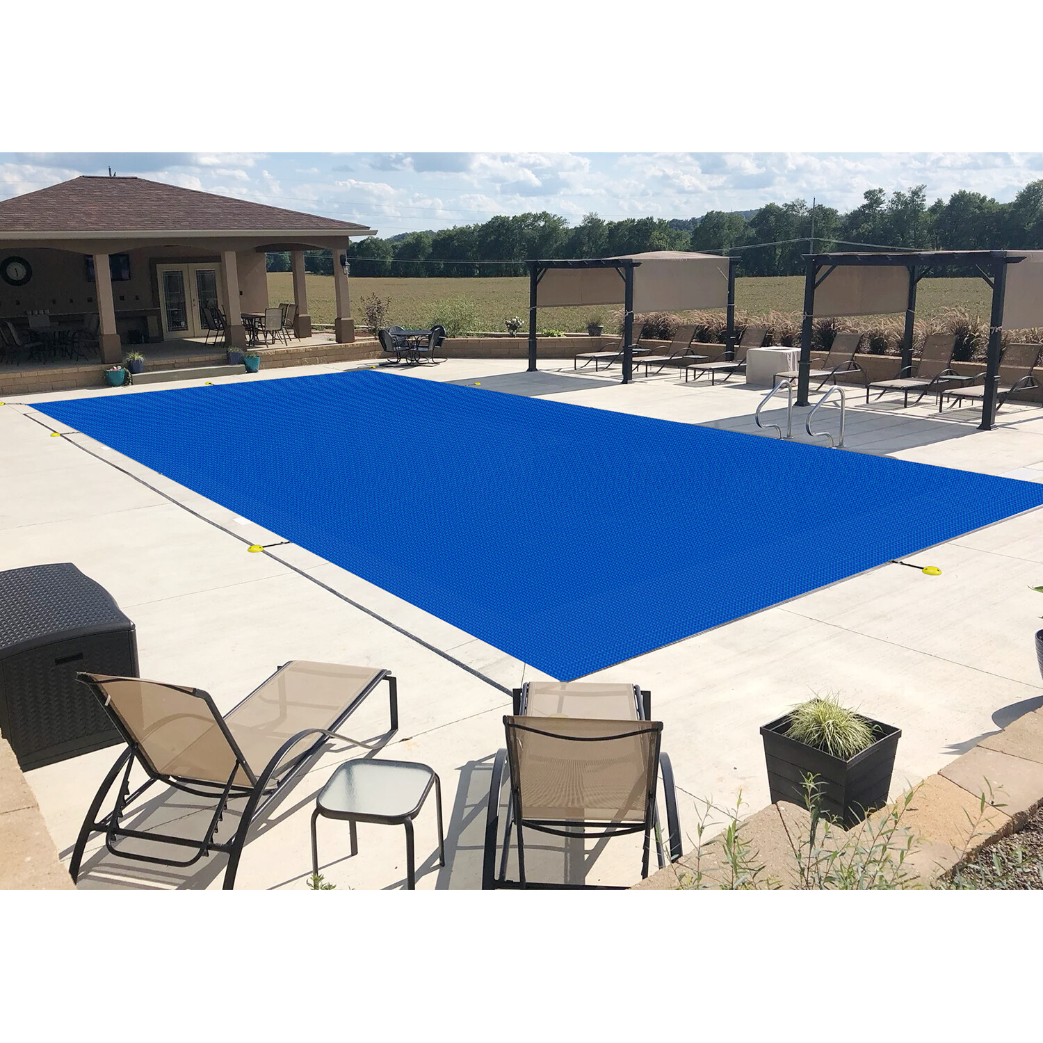 Winter Pool Cover Rectangle Heavy Duty Safety Inground Swimming Pool Cover Blue