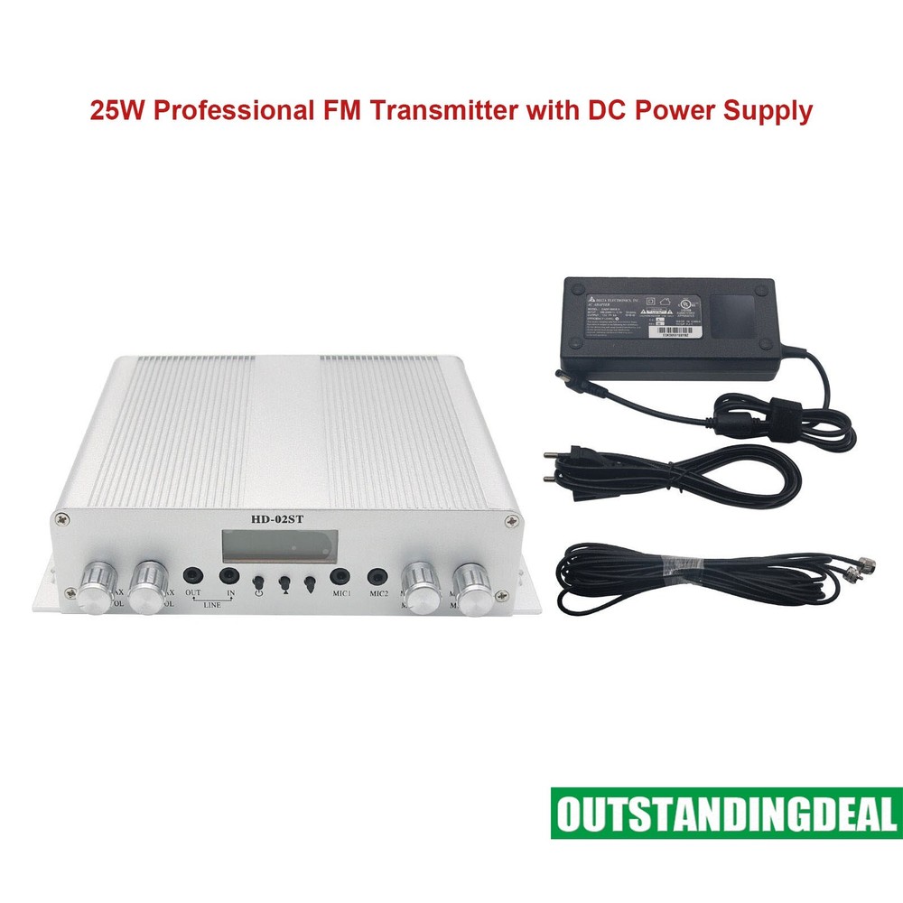 25W Professional FM Transmitter Stereo PLL Broadcast Radio Station with Power