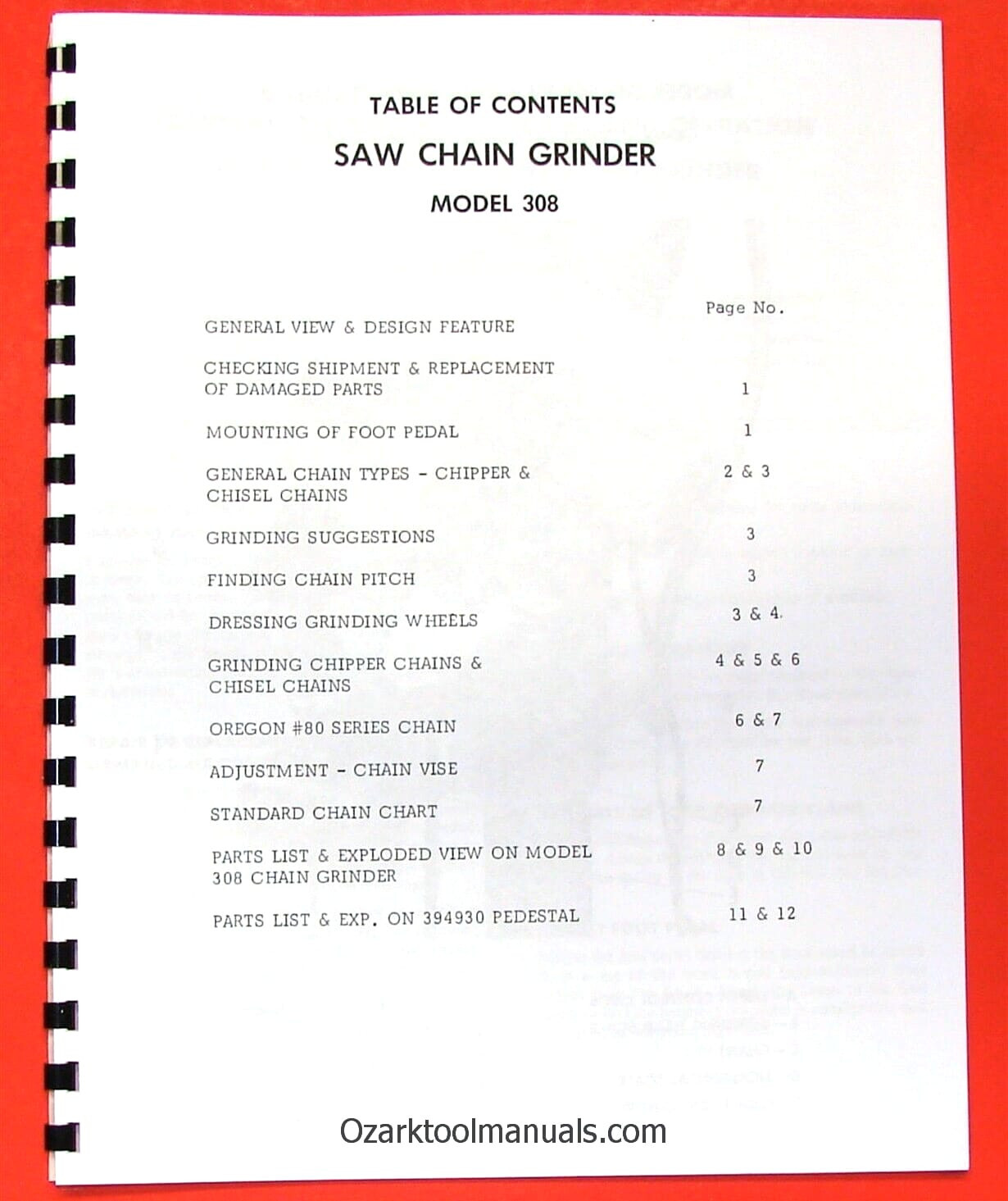 FOLEY BELSAW Model 308 Saw Chain Grinder Owner Operator Service Part Manual 0314