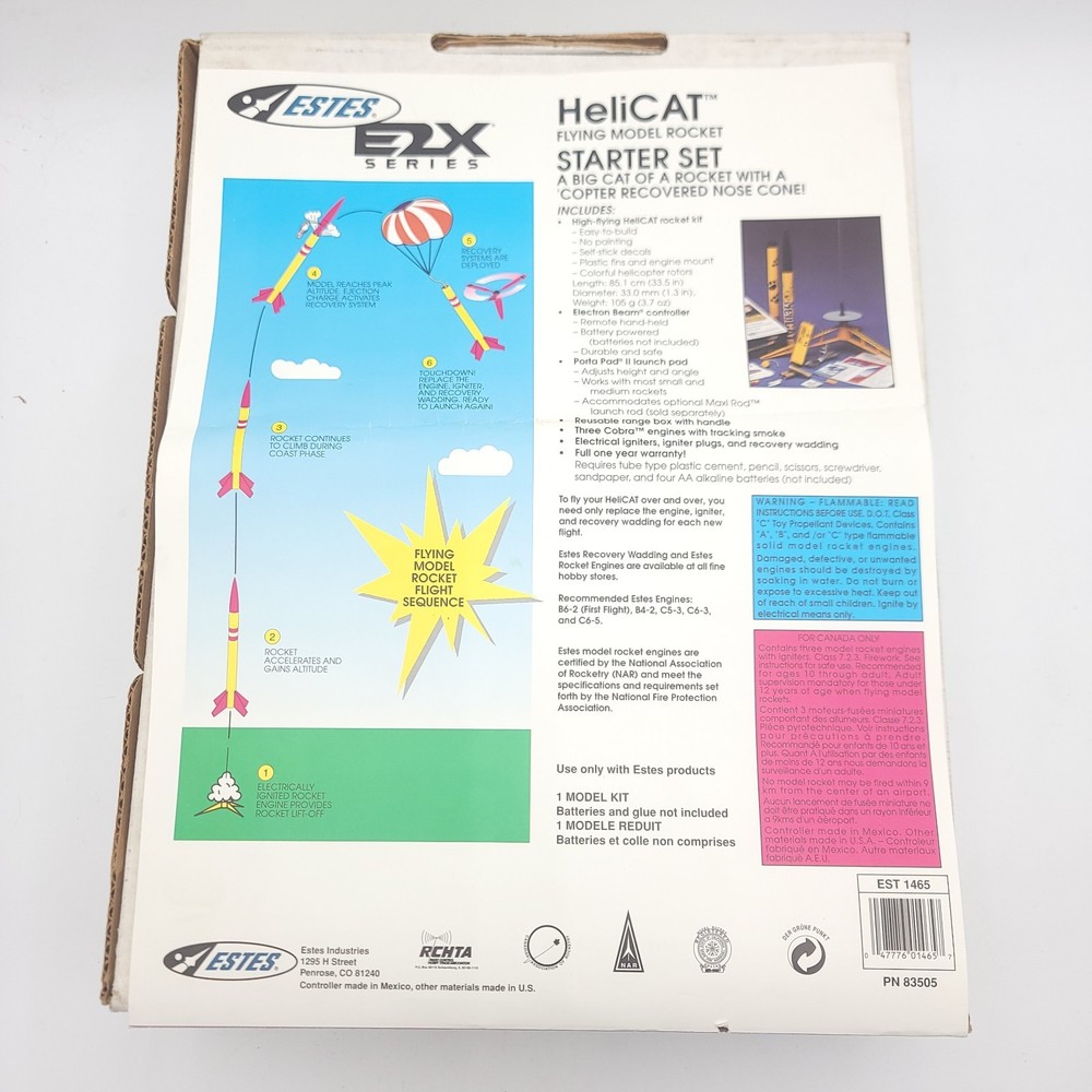 Estes HeliCAT Starter Set Model Rocket Kit w/ Launch Pad in Range Box