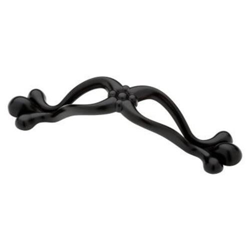 (12 Pack) 3-3/4" Vintage Ornate Arch Pull Flat Black