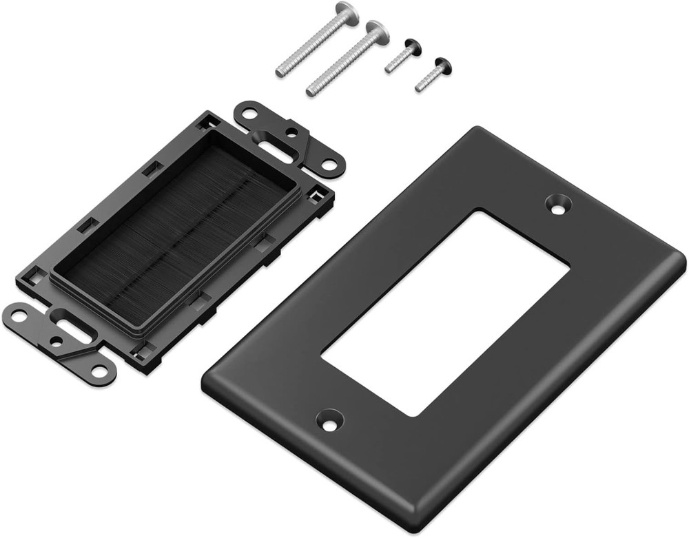 (2 Pack) Brush Wall Plate with Low Voltage Mounting Bracket, Cable Pass through
