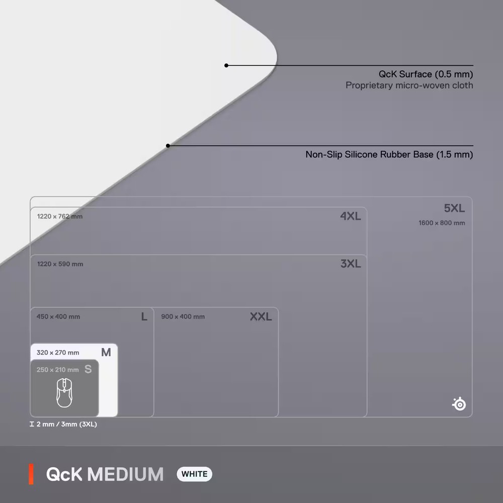 SteelSeries - QcK Cloth Gaming Mouse Pad (Medium) - White
