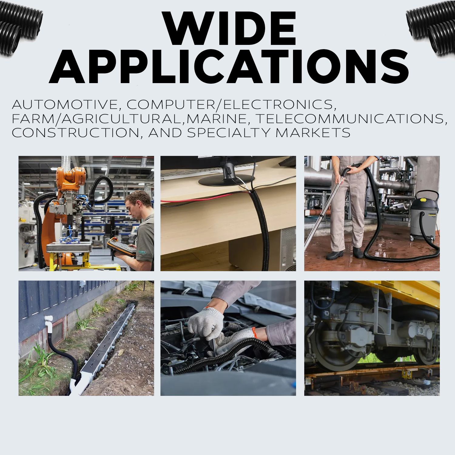 Wire Loom Black 100' Feet 3/8" Split Tubing Hose Conduit Cover Auto Home Marine