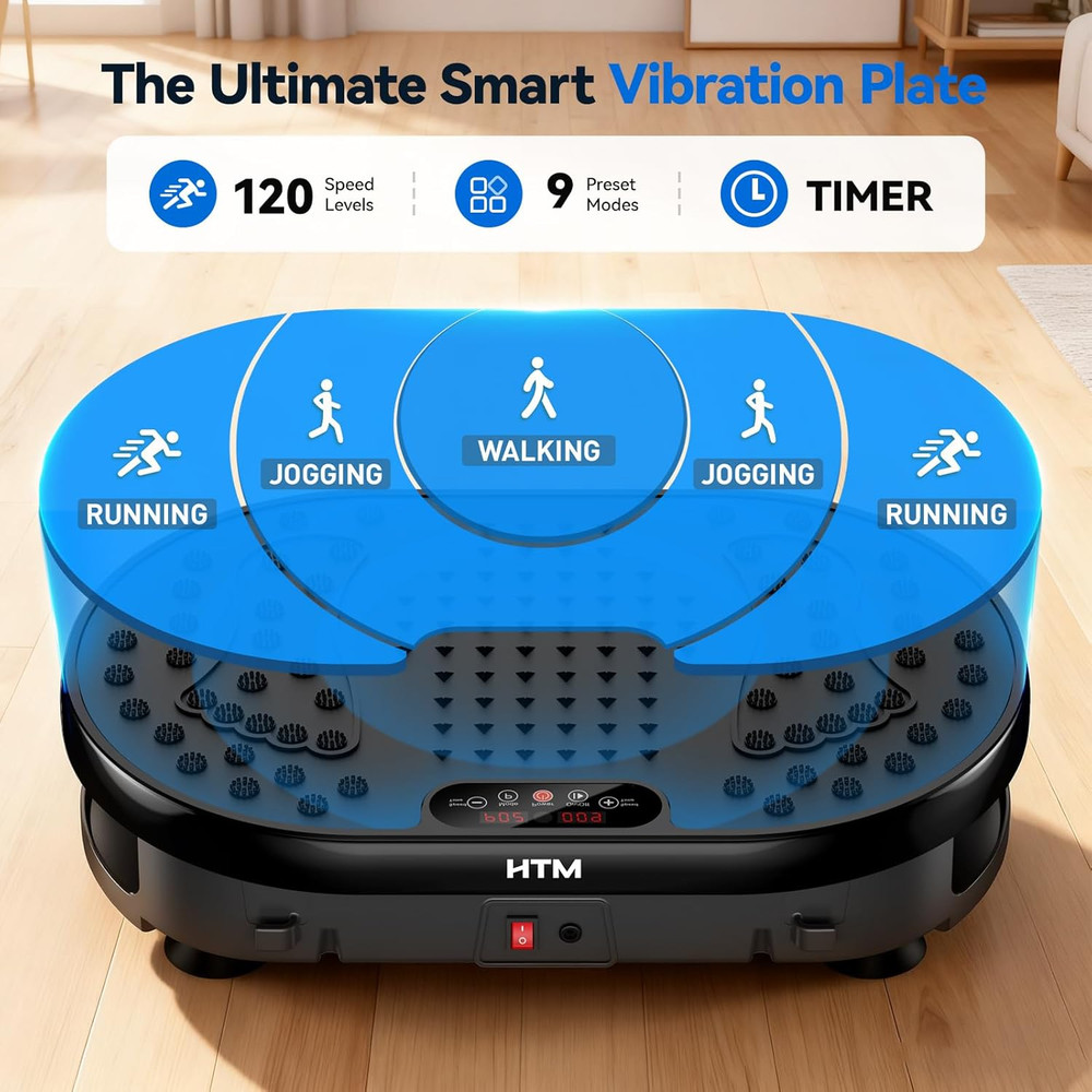 Vibration Plate Exercise Machine with 120 Speed Levels, 9 Program Modes and Remo