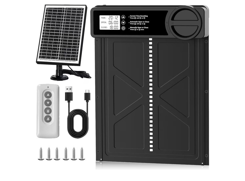 Extra Large Authomatic Solar Chicken Coop Door W/Timer & Remote Control
