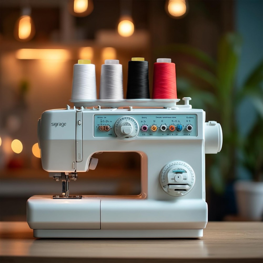 Sewing Thread Cone Set 2 Pack Serger 3000 Yards Each All Purpose Black Machine