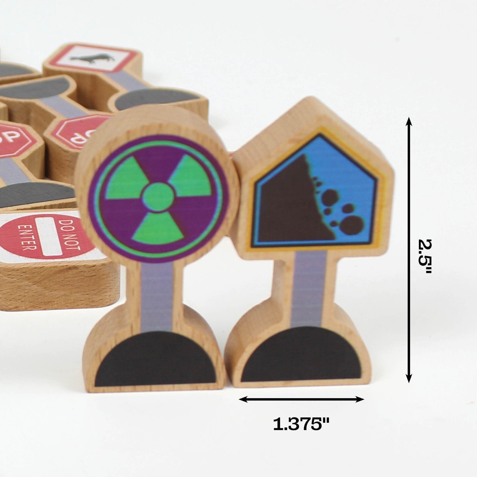 15 Pieces - Wooden Traffic Signs For Kids - Zany Trains Street Signs For Trains