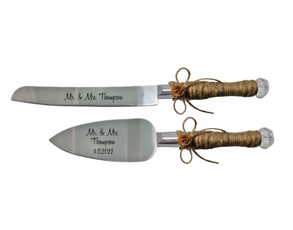 Personalized Engraved Wedding Cake Knife Server Set, Wedding Table Decor