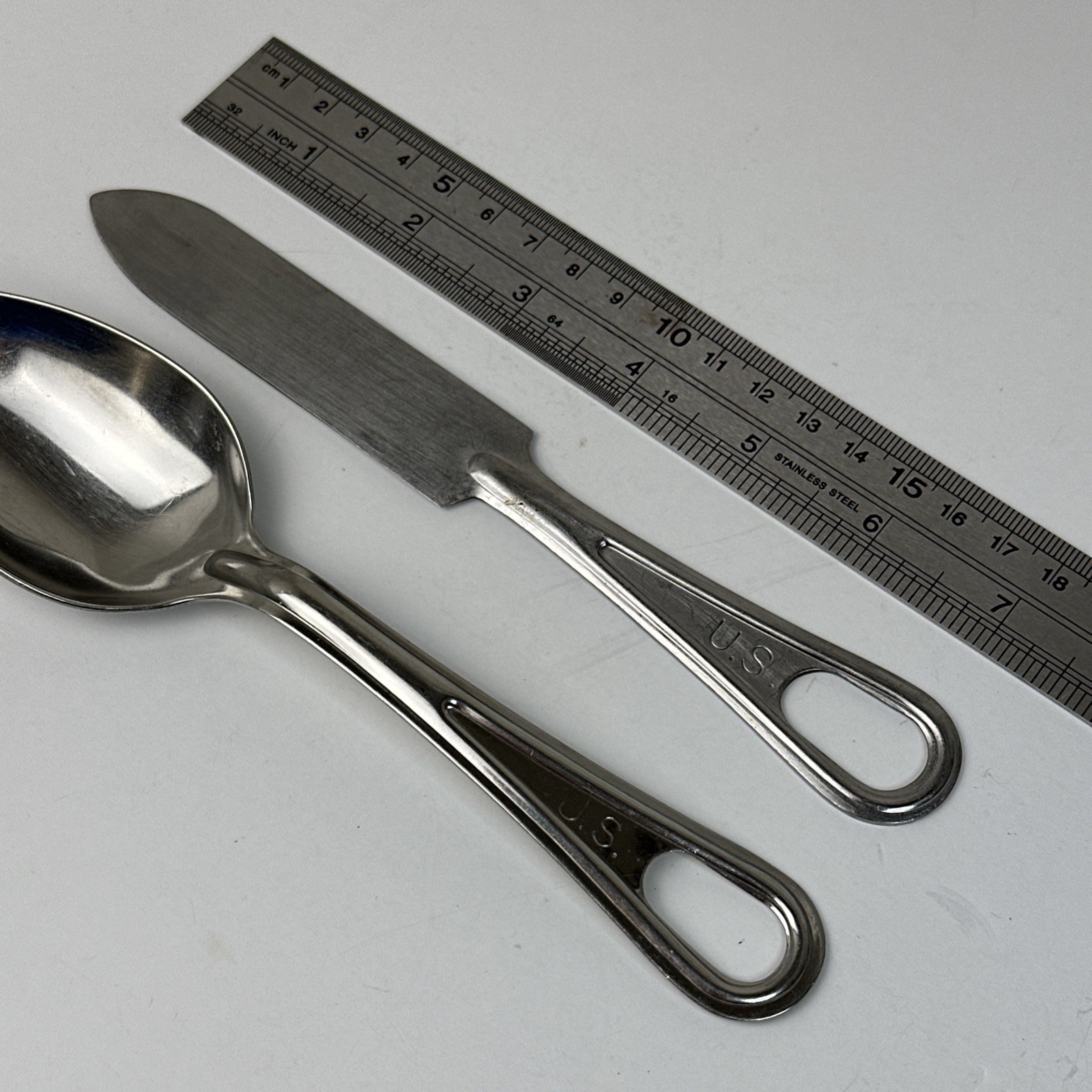 USGI Vintage Military Mess Kit Knife & Spoon Utensils Used