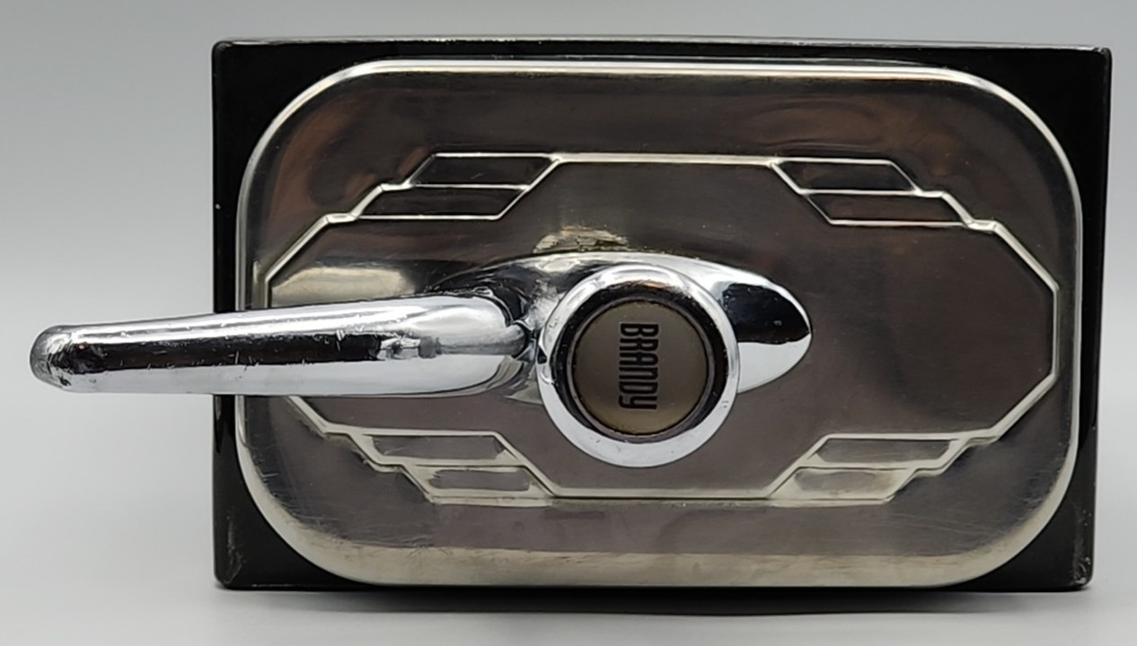 Hall Fountain Bar Liquor Dispenser Canister Pump Label "Brandy" Flaws READ BLUE