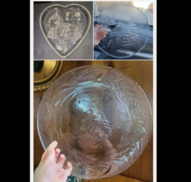 3 Large Clear Christmas Platters