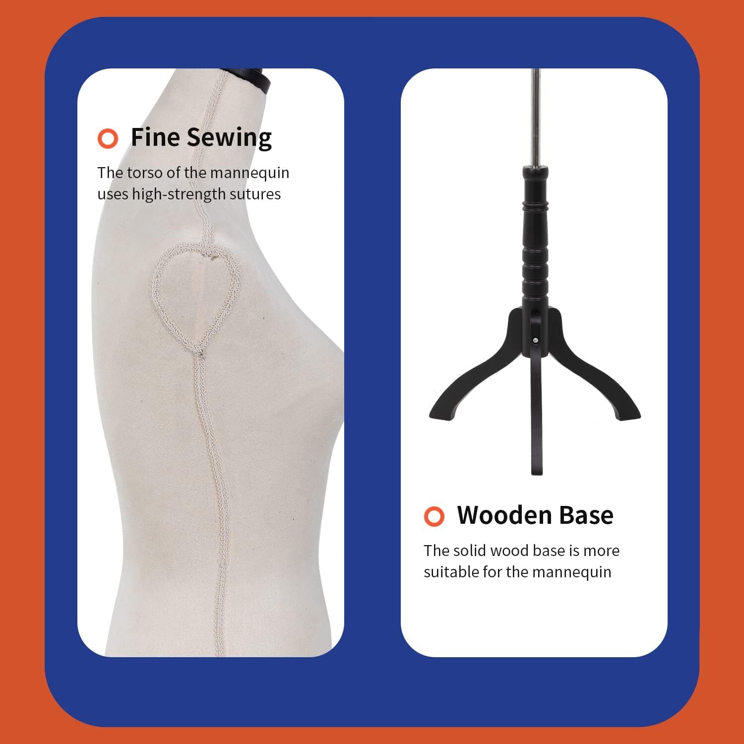 Female Mannequin Torso Dress Form w/Adjustable Tripod Standing Wood Base, 59-67"