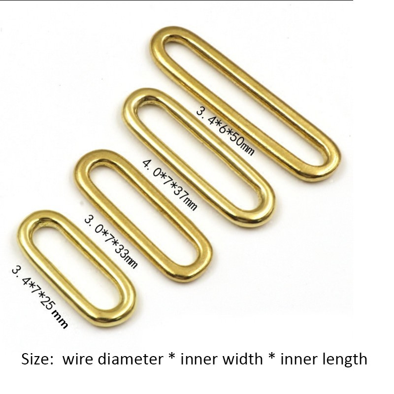 Molded Cast Solid Brass Closed Oval Loop Ring For Bag Belt Webbing Leather Craft