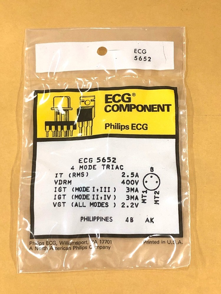 ECG5652, 400V @ 2.5A Silicon 4 Mode TRIAC ~ TO-5 (NTE5652)
