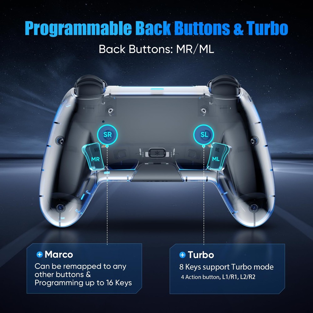 Wireless Controller for PS5, Pro/Slim/MAC/Steam Deck/PC, Hall Effect Joystick...
