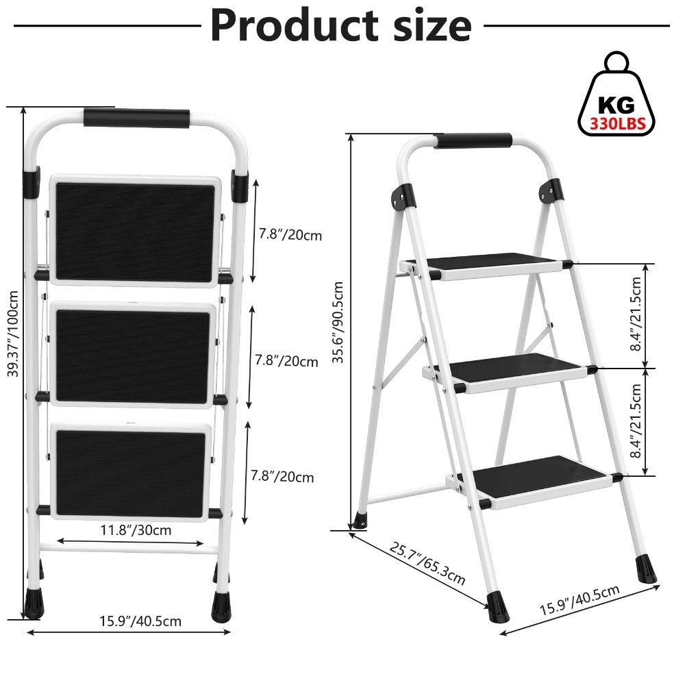Ultra-Thin Folding Step Stools 330 lbs Capacity, 2-Inch Thin for Storage