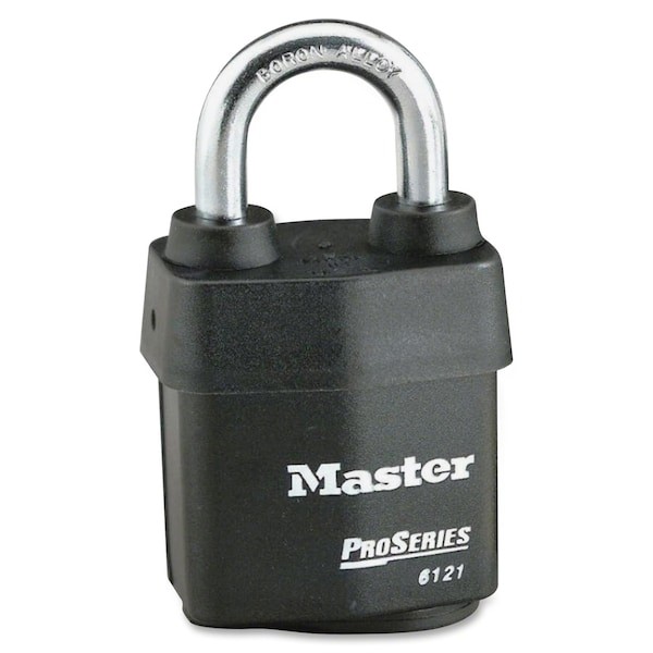 Master Lock 6121 Padlock, Keyed Different, Standard Shackle, Rectangular Steel