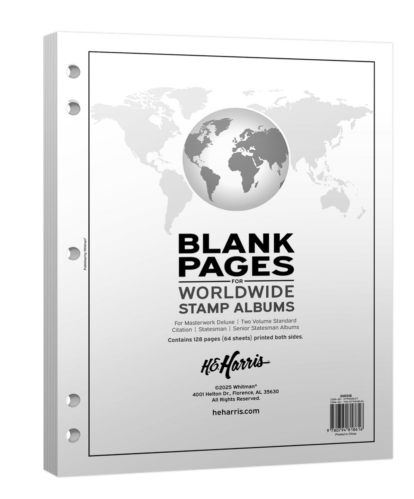 H.E. Harris® Blank Pages for Worldwide Postage Stamp Albums - 64 Sheets