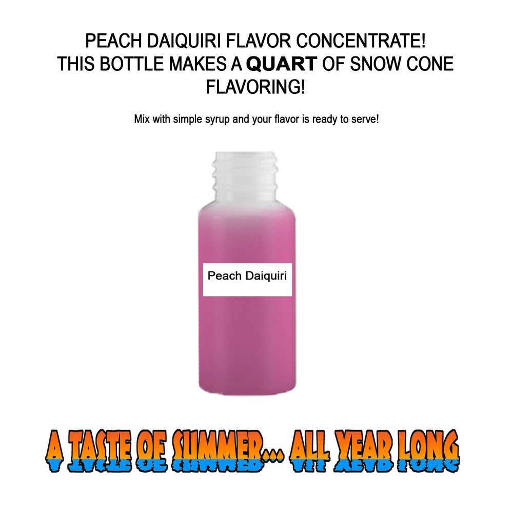PEACH DAIQUIRI MIX SNOW CONE/SHAVED ICE FLAVOR CONCENTRATE MAKES 1 QUART