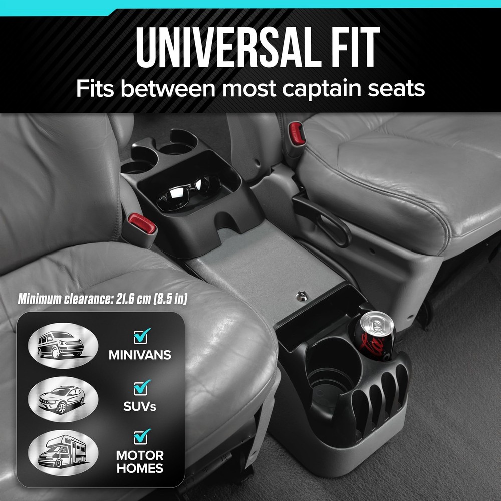 Center Console for Minivans, SUVs, Middle Van Console, Extra Cup Holders, Lar...
