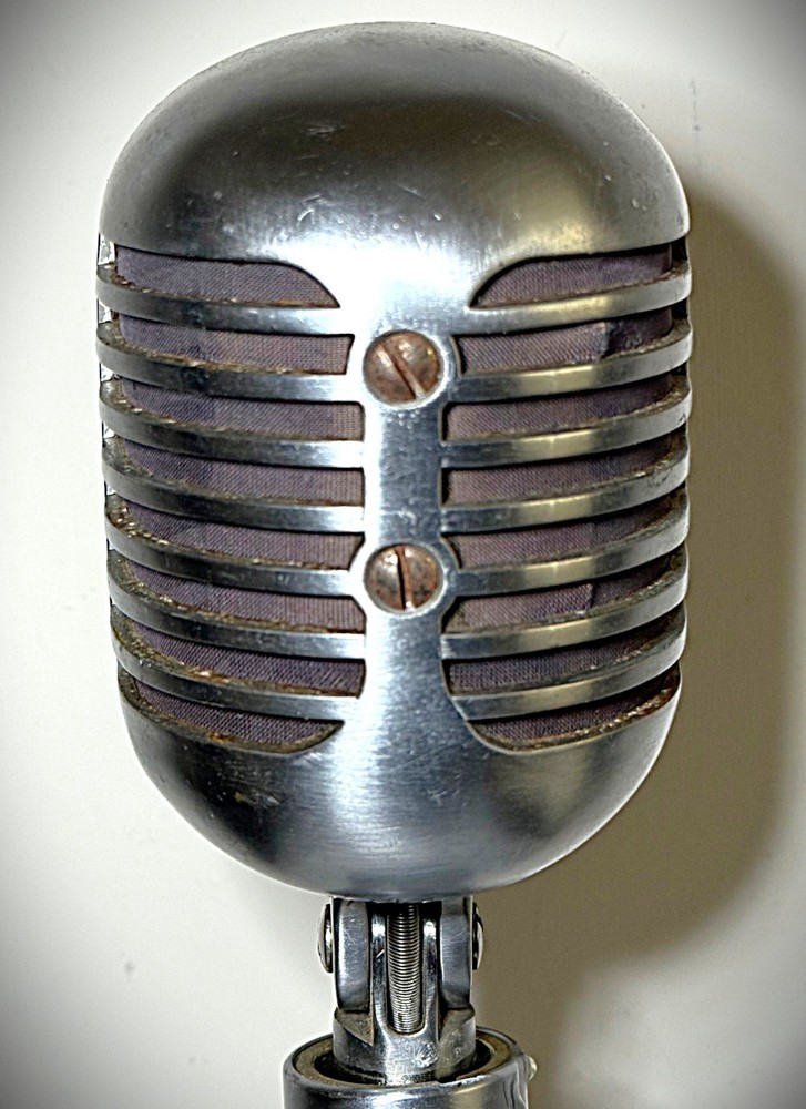 Vintage 1950s Fatboy Shure 556 Dynamic Microphone, works, cable, stand, original