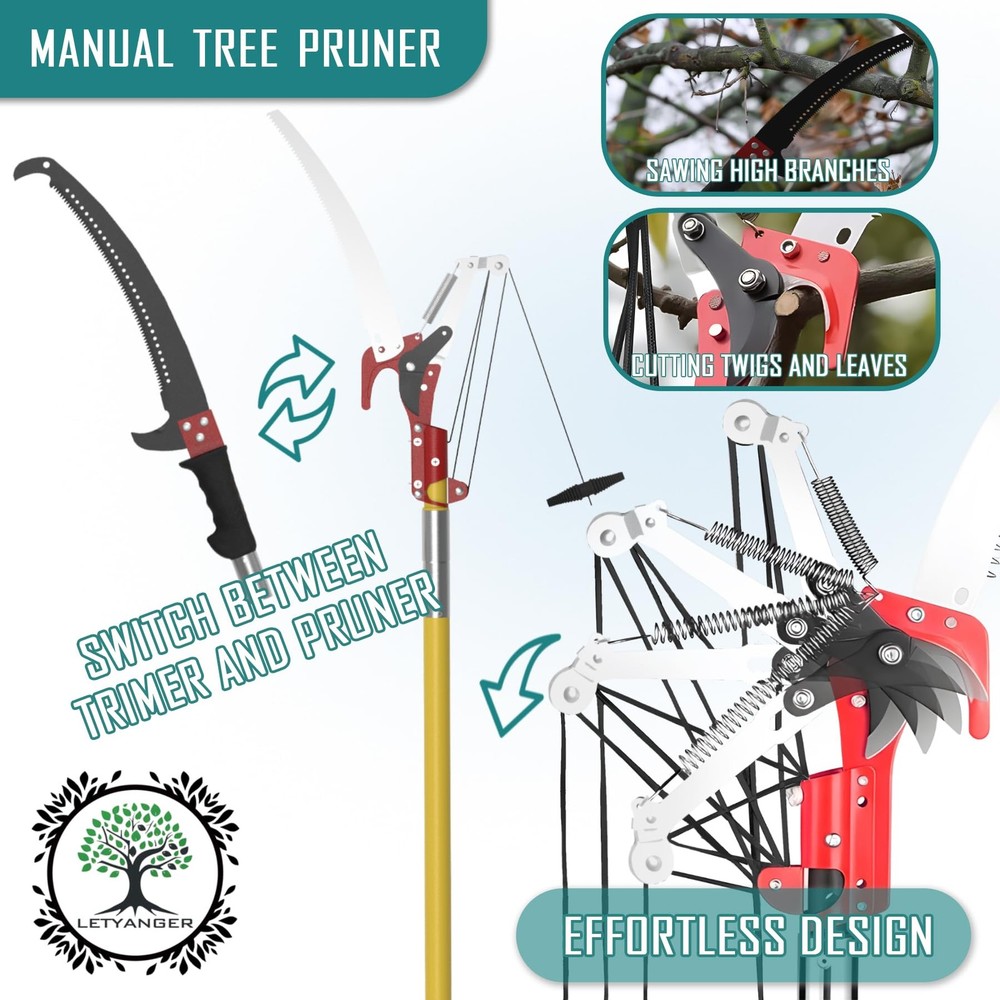 Pole Saws for Tree Trimming, 7.3-27 ft Extendable Tree Trimmers Long Handle