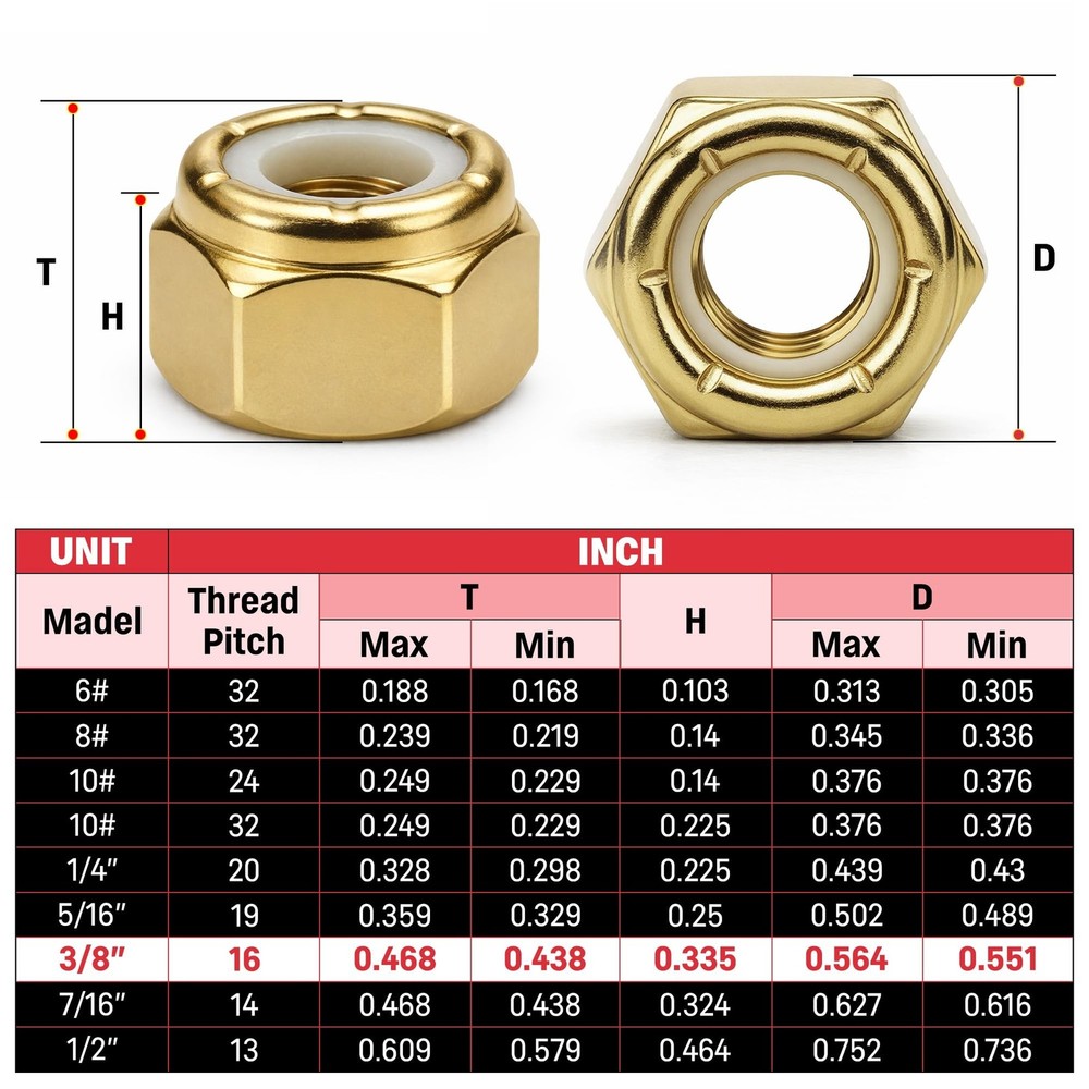 Chenango Supply 3/8-16 Grade 8 Nylon Insert Lock Nuts (Nylock) – Alloy Ste