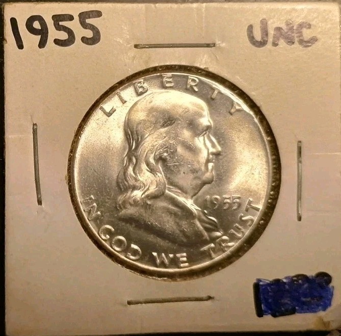 1955 Franklin 90% Silver Half Dollar in Uncirculated Condition / Mint!