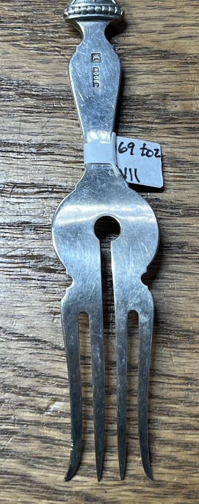 Extremely Ornate Solid .800 Silver Flared Time Hors D’oeuvre Fork No Monogram