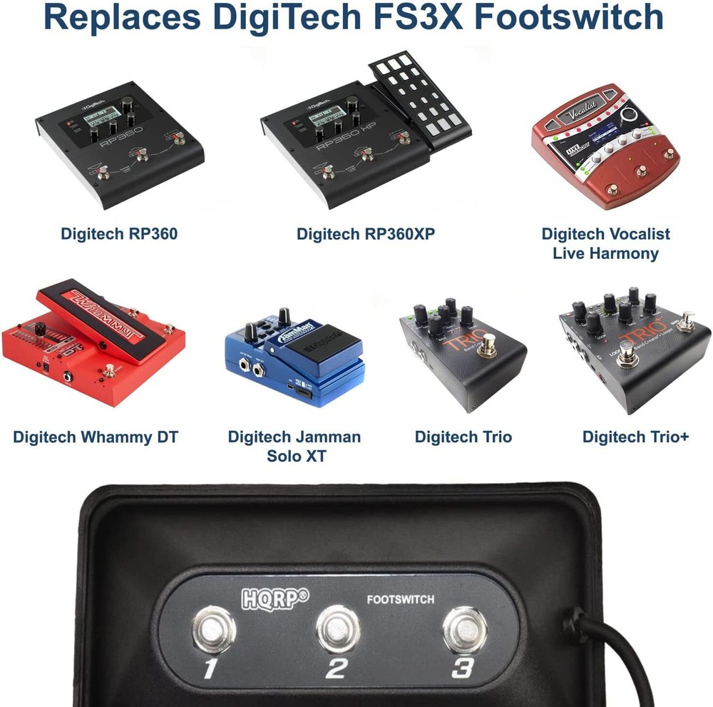 HQRP 3-Button Guitar Amp Footswitch for DigiTech FS3X Replacement