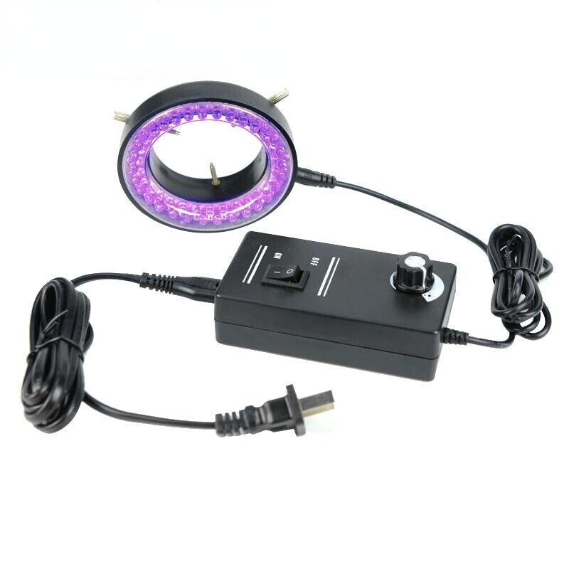 110V-240V 60 LED Purple UV Light Source Microscope Ring Light Lamp Illuminator