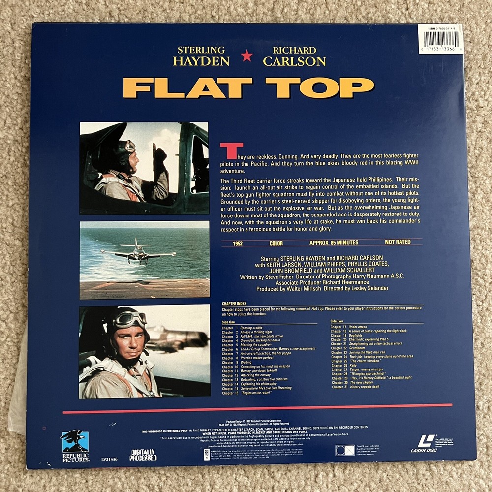 Flat Top (1952) Laserdisc Sterling Hayden -Tested