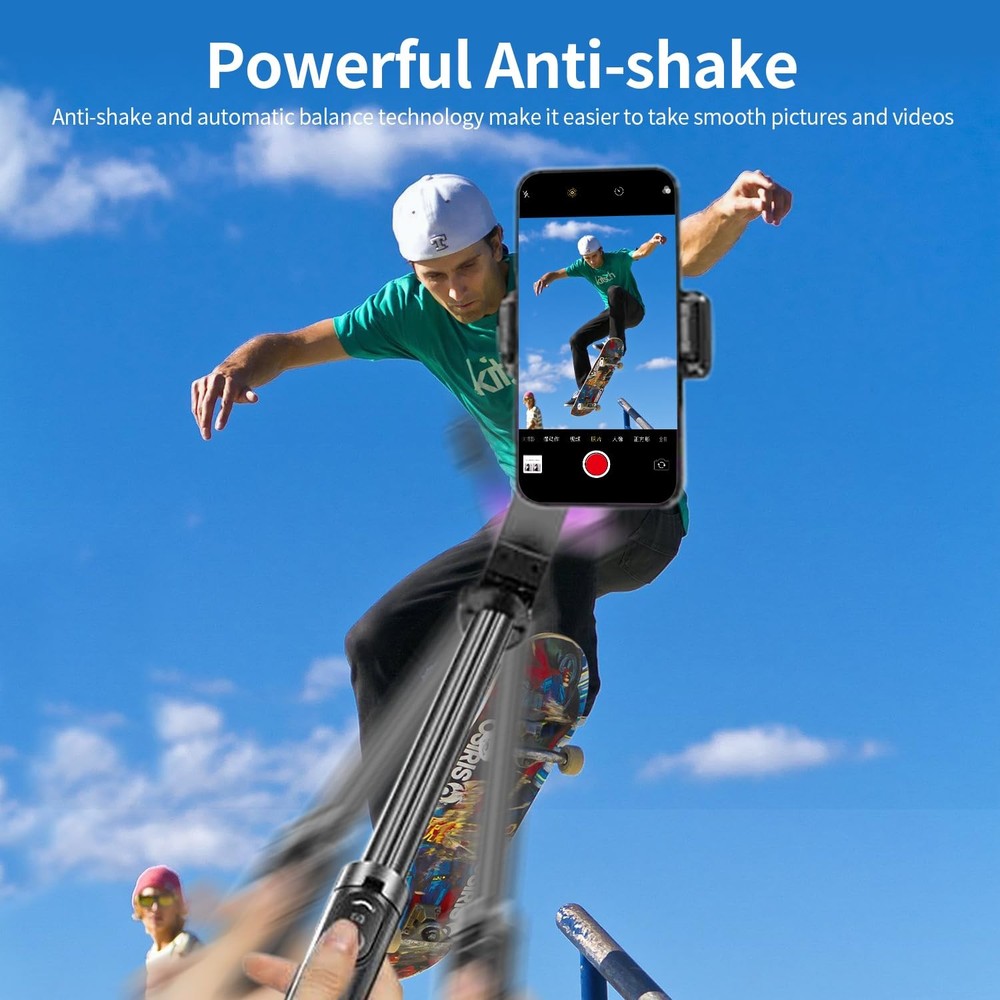 Smartphone Gimbal Stabilizer, 360° Rotation Single Axis Stabilizer with Light...