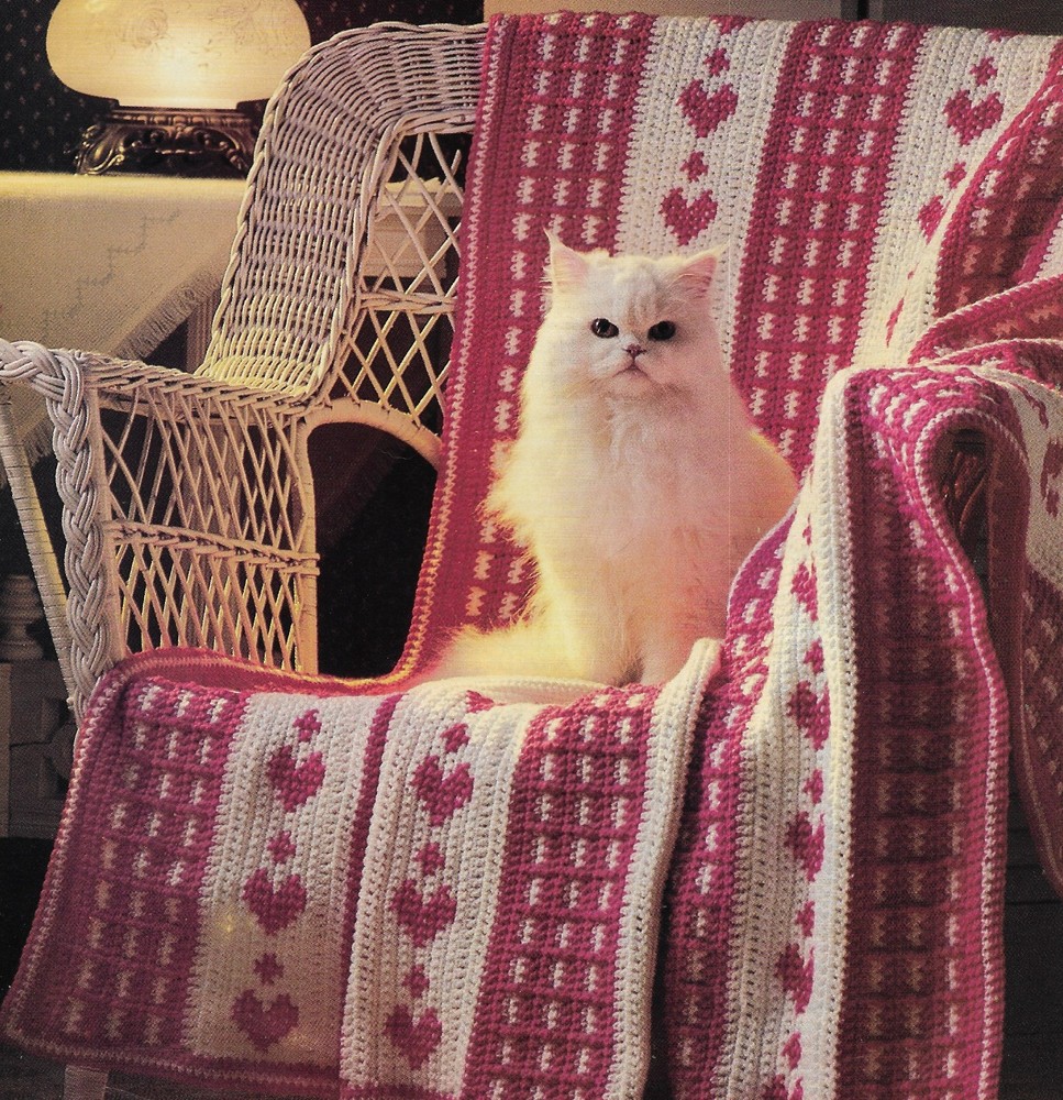 Hearts & Stripes Afghan crochet pattern instructions