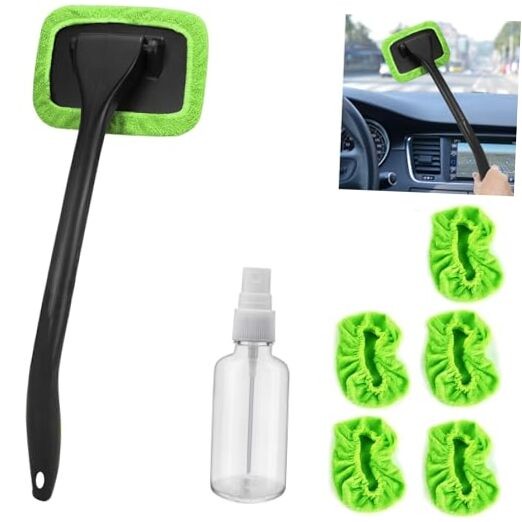 Car Windshield Cleaning Tool, Windshield Cleaner with 5 Washable and Green