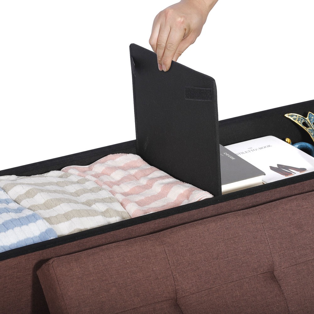 Foldable Storage Ottoman Bench Spacious Storage Chest Footrest Stool Soft