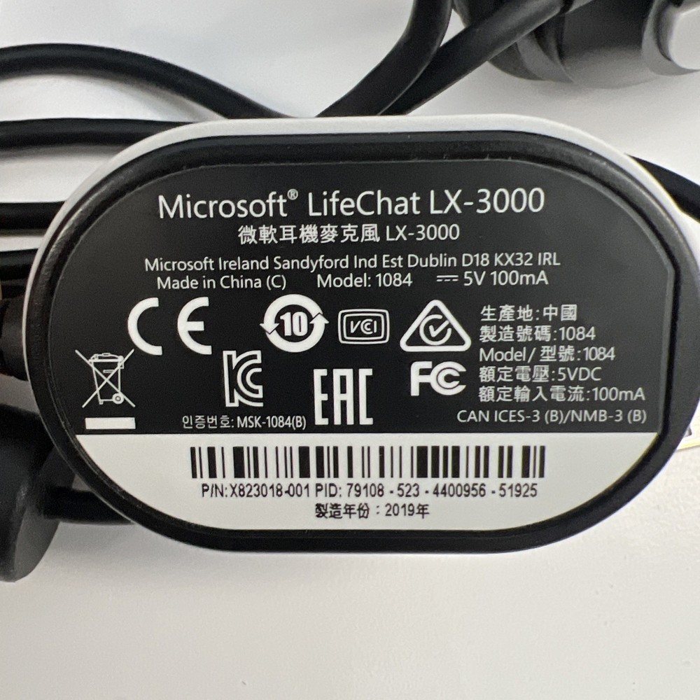 MICROSOFT LIFECHAT LX-3000 1084 HEADSET EUC Tested Working
